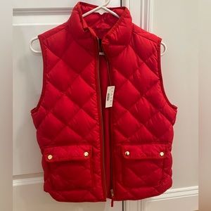 JCrew Red Puffer Vest, size small, Never worn